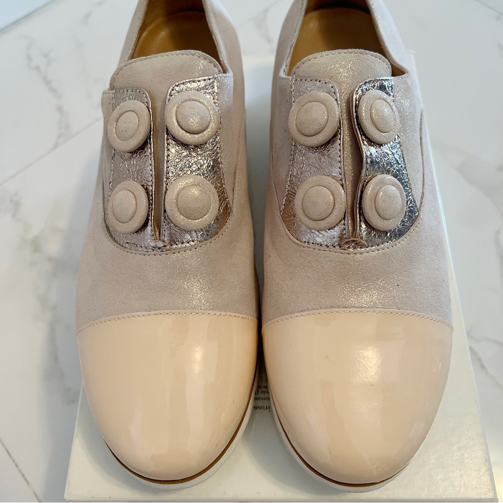 ITALIAN Sparkly Beige Silver Leather
Suede Hardwear Shoe Size 39 - Picture 4 of 16
